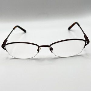 DbyD DYF12 C01 Metal Half Rim Oval Eyeglass Frames Spring Hinge Brown 53-18-135